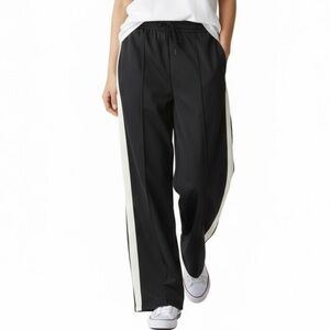 Emerson Lang Black Wide Leg Track Pants with Beige Side Stripe | Size M